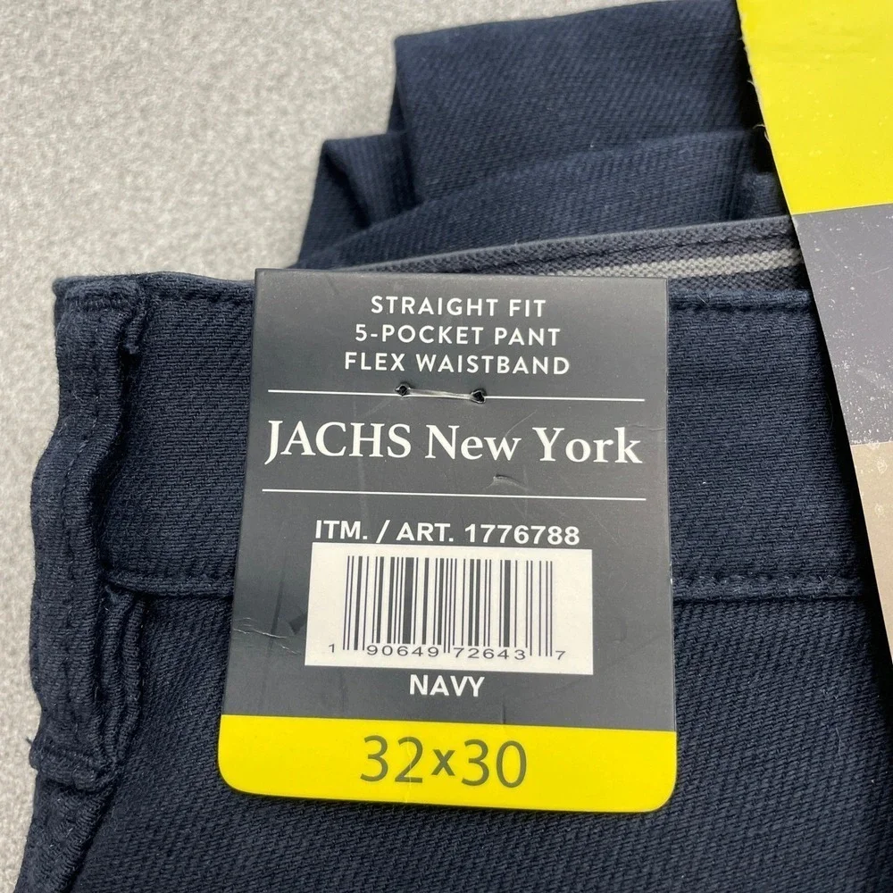 NEW JACHS New York Men's 32x30 Navy Blue Straight Fit 5 Pocket Stretch Waistband